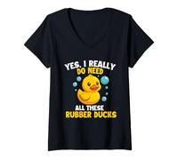 Womens I Really Do Need All These Rubber Ducks - Duck Lover V-Neck T-Shirt
