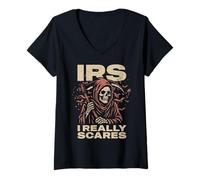 Womens I Really Scares IRS Special Agent Grim Reaper Angel Of Death V-Neck T-Shirt