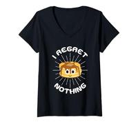 Womens I Regret Nothing Cute Pancake Syrup Kawaii Pancakes Eating V-Neck T-Shirt