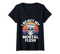 Womens I Reject My Mortal Flesh LGBTQ+ Queer Expression -------- V-Neck T-Shirt