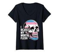 Womens I Reject My Mortal Flesh LGBTQ+ Queer Expression ------ V-Neck T-Shirt