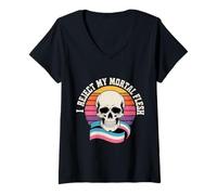 Womens I Reject My Mortal Flesh LGBTQ+ Queer Expression |- V-Neck T-Shirt