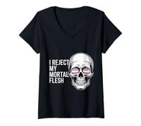 Womens I Reject My Mortal Flesh LGBTQ+ Queer Expression ----- V-Neck T-Shirt