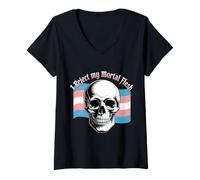Womens I Reject My Mortal Flesh LGBTQ+ Queer Expression |----- V-Neck T-Shirt