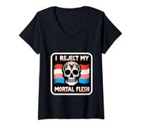 Womens I Reject My Mortal Flesh LGBTQ+ Queer Expression |- V-Neck T-Shirt
