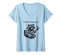 Women's I Require Dopamine Retro Boho Funny Raccoon Acoustic Guitar V-Neck T-Shirt