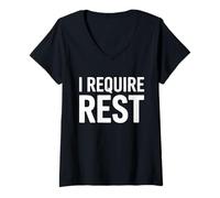 Women's I Require Rest Bold Burnout Humor Typography Design V-Neck T-Shirt