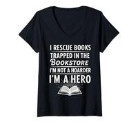 Womens I Rescue Books Trapped in The Bookstore I’m Not A Hoarder V-Neck T-Shirt