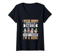 Womens I rescue gnomes trapped in the store I'm not a hoarder V-Neck T-Shirt