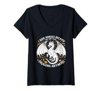 Womens I Ride Horses Because They Don't Make Dragons Anymore V-Neck T-Shirt