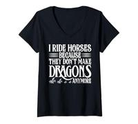 Womens I Ride Horses No More Dragons Statement V-Neck T-Shirt