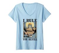 Womens I Rule You Refill Cat Lover Kitten In Box Funny Cat V-Neck T-Shirt