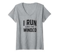 Womens I Run Like The Winded Funny Runners Joggers V-Neck T-Shirt