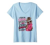 Women's I Run On Caffeine Sarcasm and Zero Tolerance for Stupidity V-Neck T-Shirt