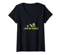 Womens I Run on Veggies V-Neck T-Shirt