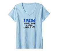 Women's I Run Walk A Lot Funny Runner Running Walking V-Neck T-Shirt