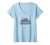 Women's I Save Animals, What's Your Superpower-Vet Tech Gift V-Neck T-Shirt