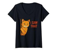 Womens I Saw That Funny Tabby Cat Owner Attitude Humor Women Men V-Neck T-Shirt