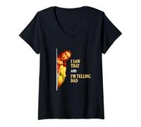 Womens I Saw That I'm Telling Dad Funny Religious Christian Jesus V-Neck T-Shirt