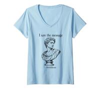Women's I Saw The Message Avoidicus Philosophy Humor Roman Bust V-Neck T-Shirt