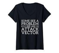 Womens I See an Attack Vector Cybersecurity Pen Tester Humor V-Neck T-Shirt