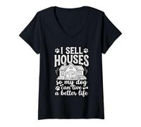 Women's I Sell Houses So My Dog Can Live Better V-Neck T-Shirt