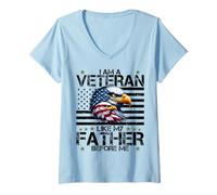 Women's I Served Like My Father Before Me Veteran Pride V-Neck T-Shirt