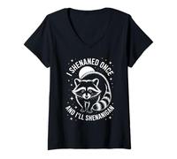 Womens I Shenaned Once - Raccoon Shenanigan Graphic V-Neck T-Shirt