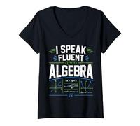 Women's I Speak Fluent Algebra Funny Math Teacher V-Neck T-Shirt