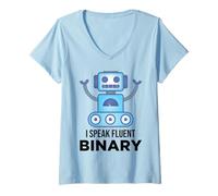 Womens I Speak Fluent Binary Cybersecurity Coding Debugging V-Neck T-Shirt