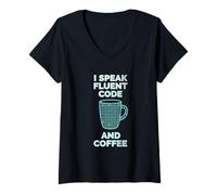 Womens I Speak Fluent Code and Coffee V-Neck T-Shirt