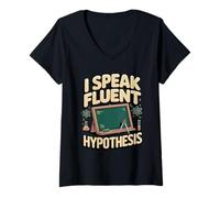 Women's I Speak Fluent Hypothesis Science Teacher V-Neck T-Shirt