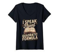 Women's I Speak Fluent Quadratic Formula Algebra V-Neck T-Shirt