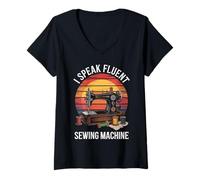 Womens I Speak Fluent Sewing Machine Funny Sewing Quilting V-Neck T-Shirt
