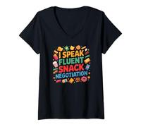Women's I Speak Fluent Snack Negotiation V-Neck T-Shirt