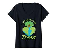 Women's I Speak for The Trees Earth Day Every Environmental V-Neck T-Shirt