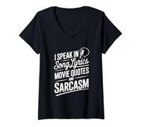 Womens I Speak in Song Lyrics Movie Quotes and Sarcasm Humor V-Neck T-Shirt