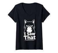 Women's I Spotted that Surly Cat Humor Design V-Neck T-Shirt