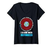 Womens I Stand With Refugees Infographic T-Shirt V-Neck T-Shirt