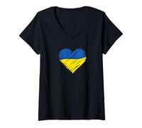 Womens I Stand With Ukraine Flag Heqart V-Neck T-Shirt