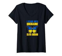 Womens I Stand With Ukraine V-Neck T-Shirt