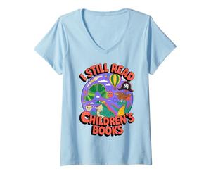Women's I Still Read Children's Books Retro Storybook Dragon Pirate V-Neck T-Shirt