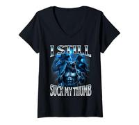 Womens I Still Suck My Thumb Alpha Wolf Weird Embarrassing Stupid V-Neck T-Shirt