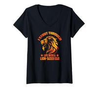Womens I STRUT Through Life with A Lion-Sized EGO V-Neck T-Shirt