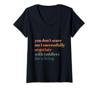 Womens I Successfully Negotiate with Toddlers for A Living Funny V-Neck T-Shirt