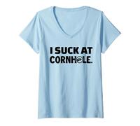 Womens I Suck at Cornhole V-Neck T-Shirt