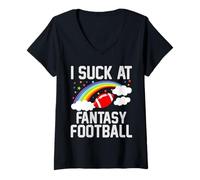 Womens I Suck At Fantasy Football Player Humor Game Day Draft Party V-Neck T-Shirt