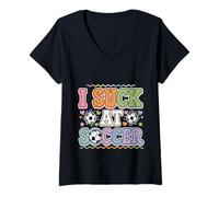 Womens I Suck at Soccer Practice Fails Player |- V-Neck T-Shirt