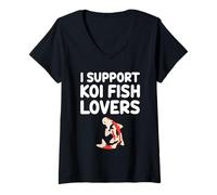 Womens I Support Koi Fish Lovers Japanese Carp Symbol Harmony Peace V-Neck T-Shirt