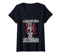 Womens I Support Veterans Before Refugees Veterans T-Shirts V-Neck T-Shirt
